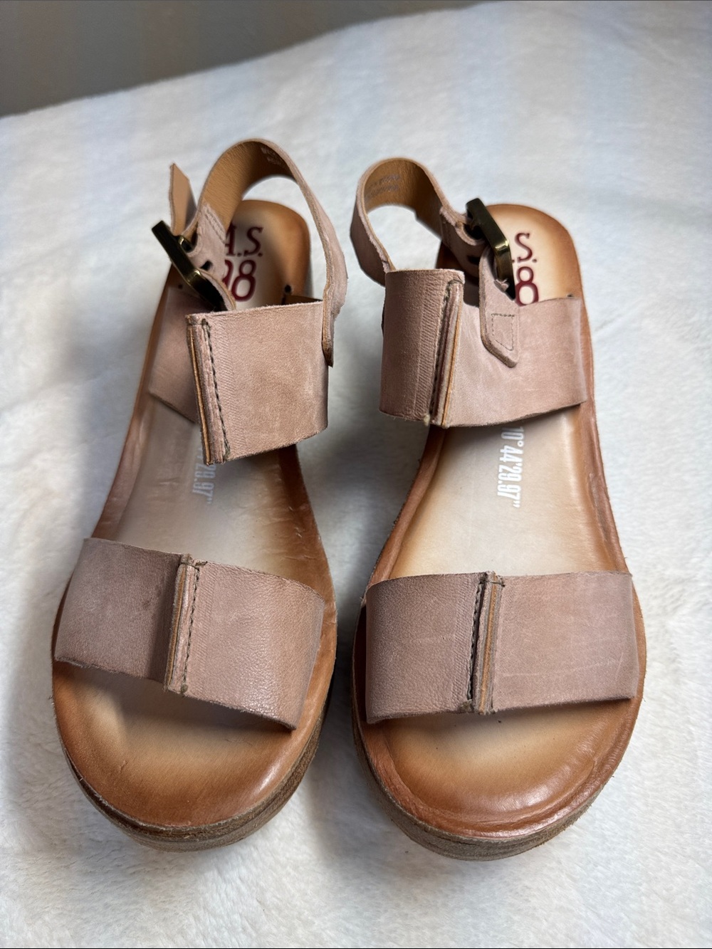 A.S.98 Blush/Tan Suede Platform Wedge Sandals US size 6.5 - 7
